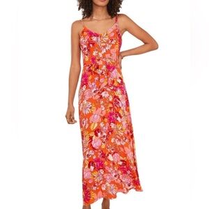 Vince Camuto Summer
Heat Sunset Orange Floral Sleeveless Maxi Dress Sz L - NWT